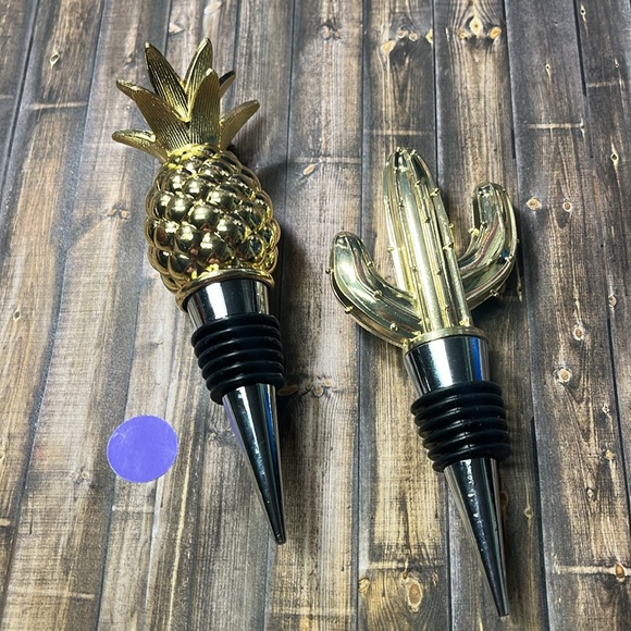 5for$10 Golden Pineapple And Cactus Heavy Duty Decorative Wine Stopper NWT - Picture 4 of 4